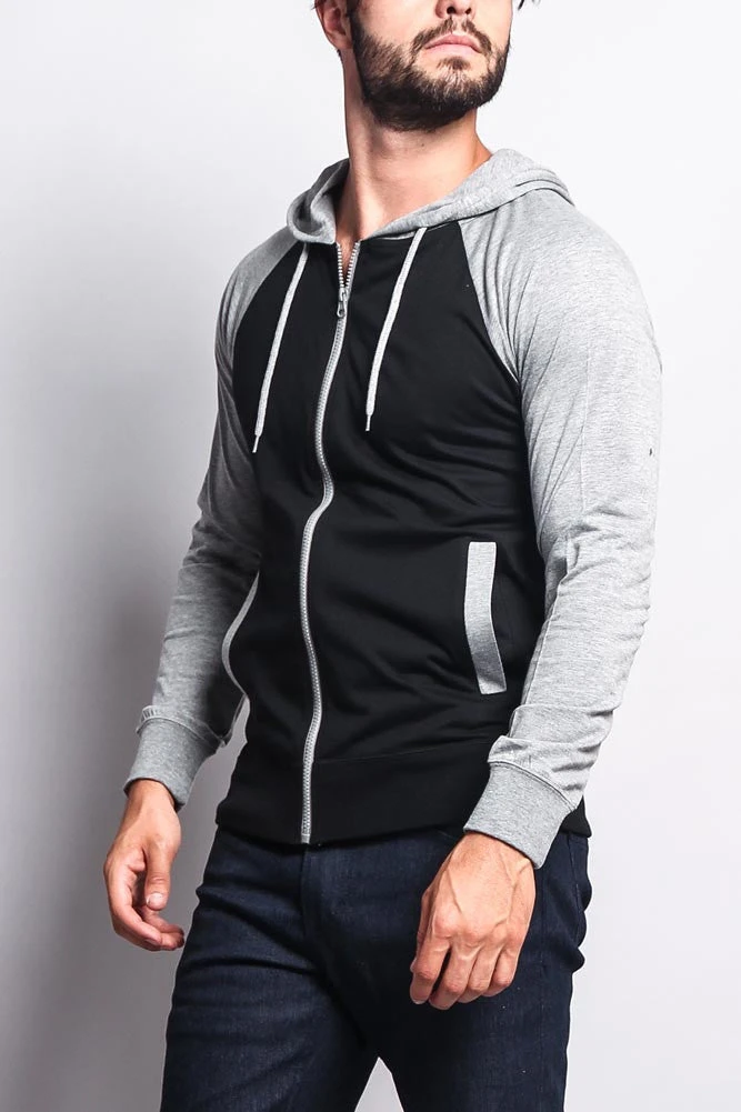 Men's Raglan Light Weight Zip Down Hoodie - Image 10