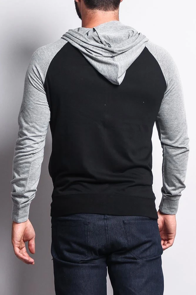 Men's Raglan Light Weight Zip Down Hoodie - Image 11