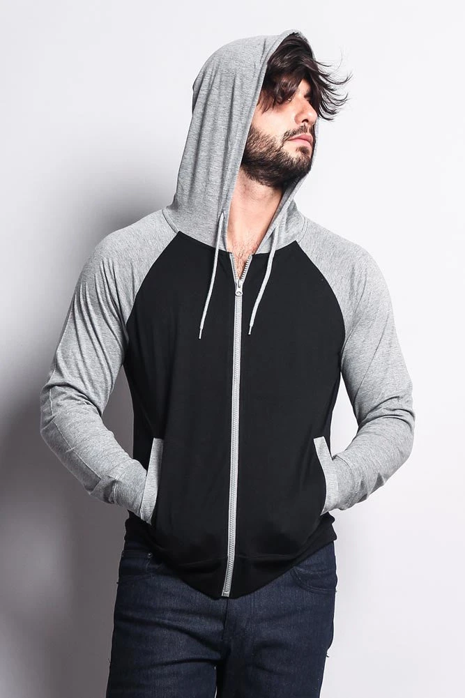 Men's Raglan Light Weight Zip Down Hoodie - Image 13