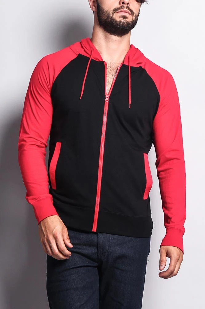 Men's Raglan Light Weight Zip Down Hoodie - Image 16