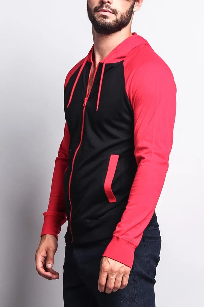 Men's Raglan Light Weight Zip Down Hoodie - Image 17