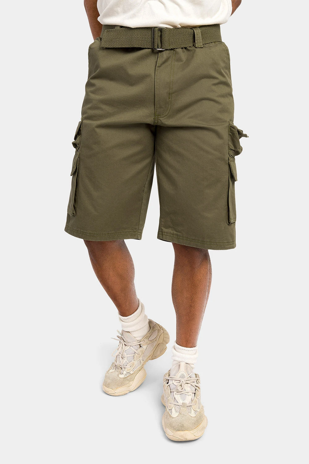 Essential Solid Relaxed Fit Chino Cargo Shorts - Image 2