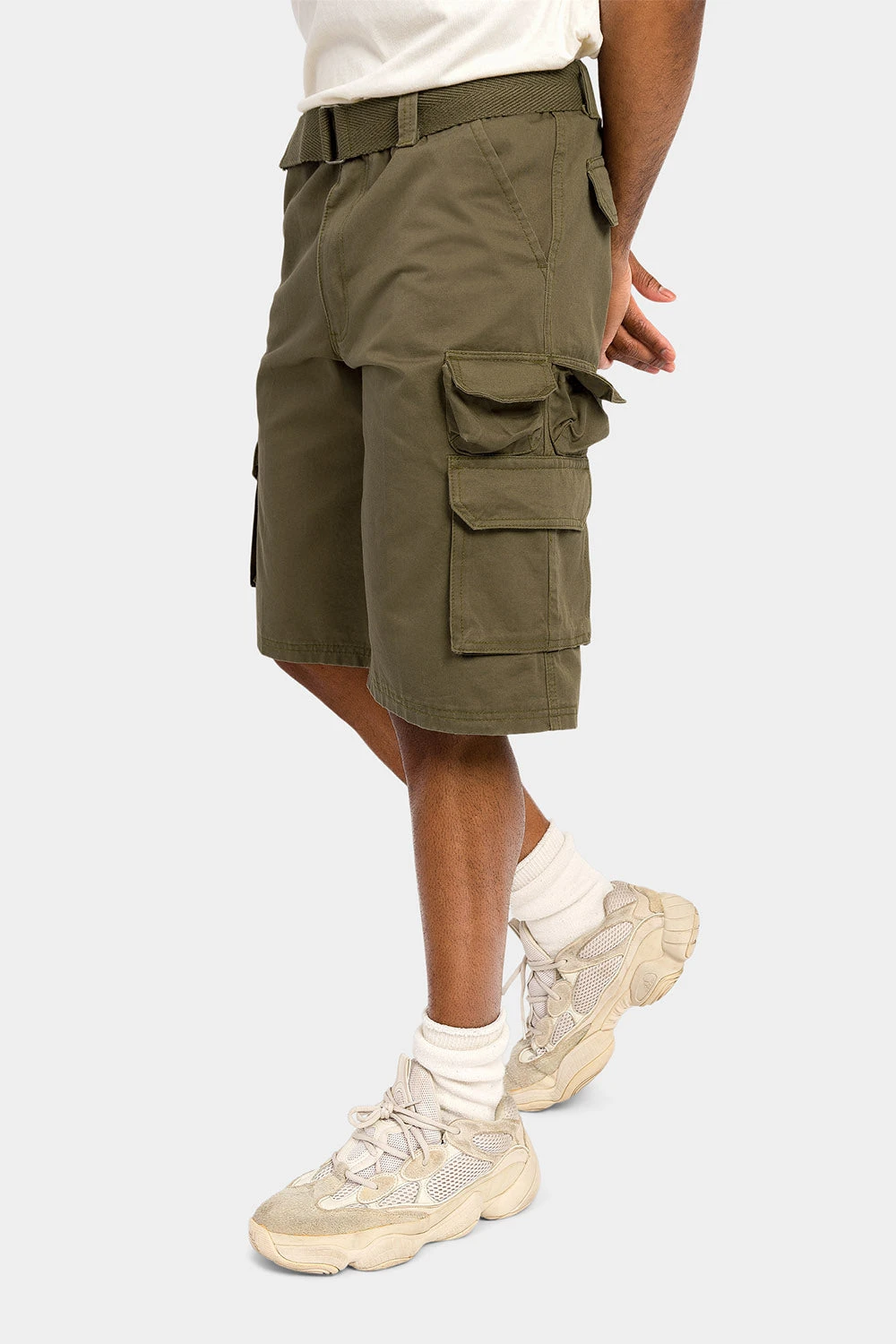 Essential Solid Relaxed Fit Chino Cargo Shorts - Image 3