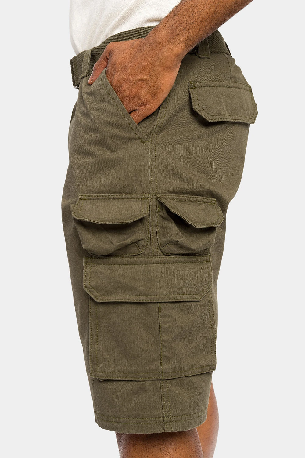 Essential Solid Relaxed Fit Chino Cargo Shorts - Image 7