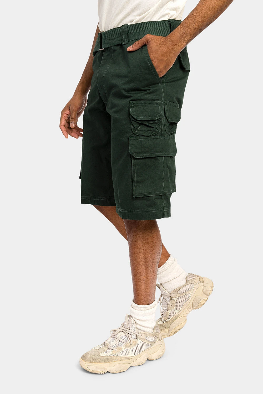 Essential Solid Relaxed Fit Chino Cargo Shorts - Image 10