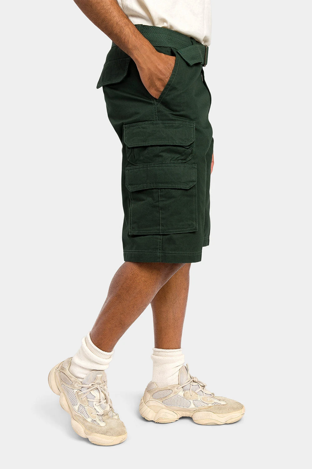 Essential Solid Relaxed Fit Chino Cargo Shorts - Image 12