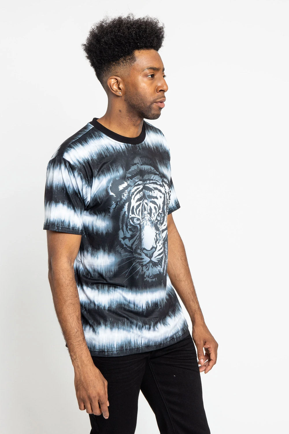 Horizontal Stripe Dyed Tiger T-Shirt - Image 4