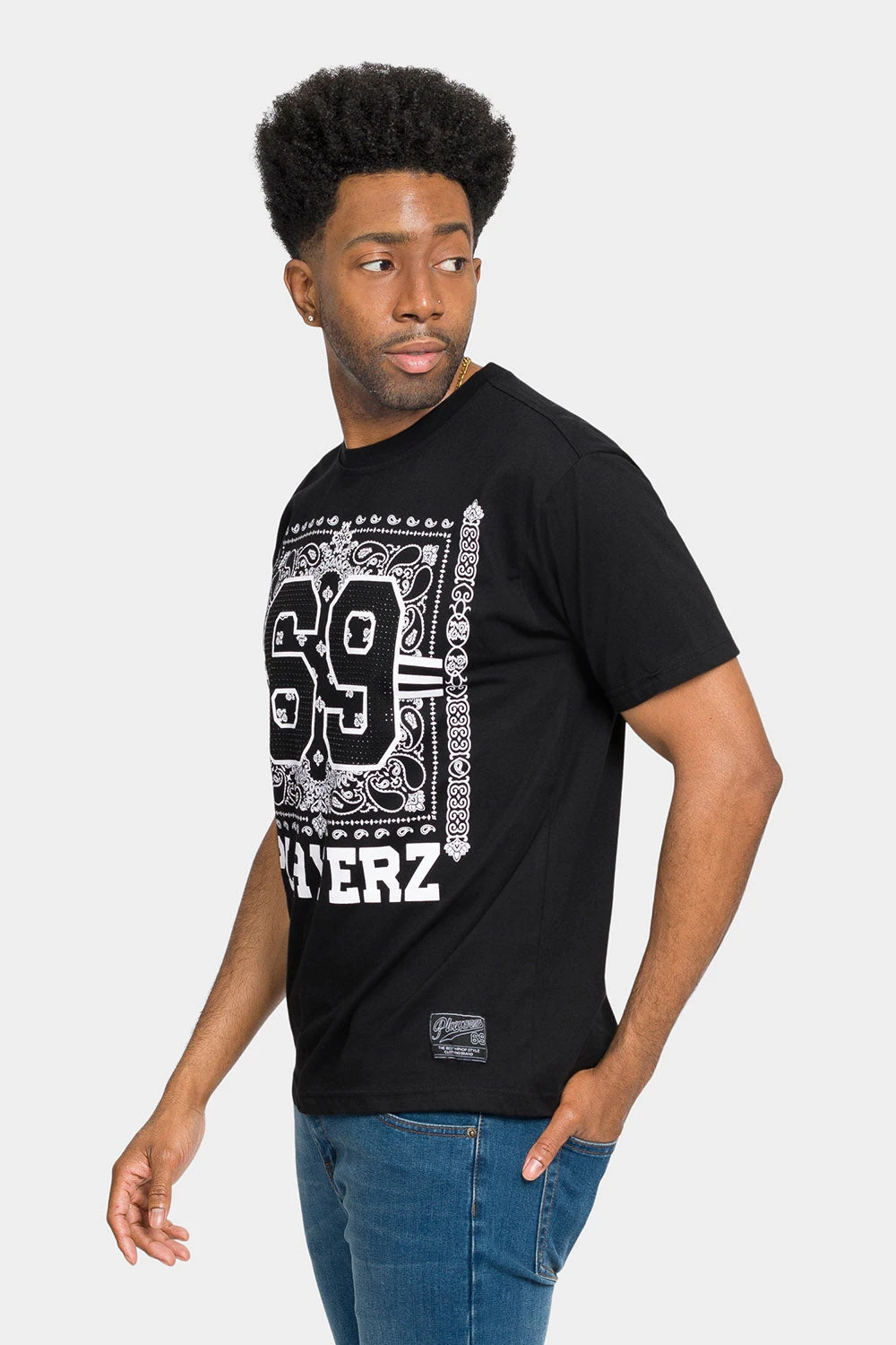 Rhinestone Studded 69 Playerz T-Shirt - Image 2