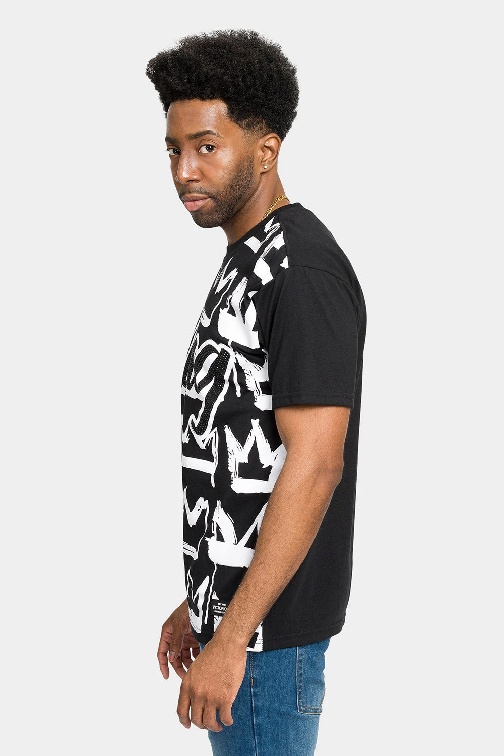 Rhinestone Studded Crowned King T-Shirt - Image 2