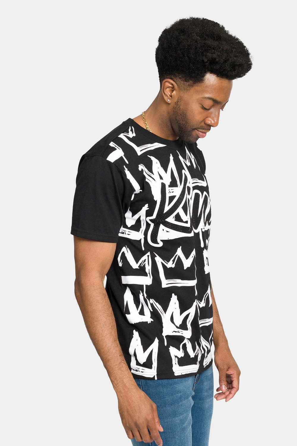 Rhinestone Studded Crowned King T-Shirt - Image 4