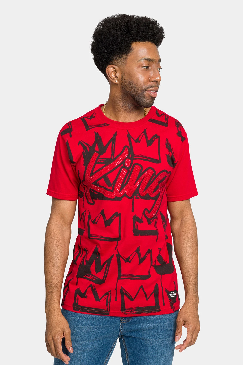 Rhinestone Studded Crowned King T-Shirt - Image 6