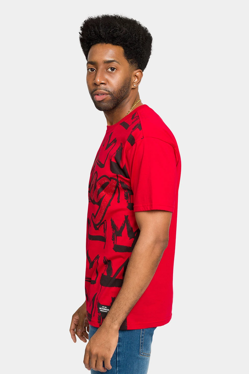 Rhinestone Studded Crowned King T-Shirt - Image 7