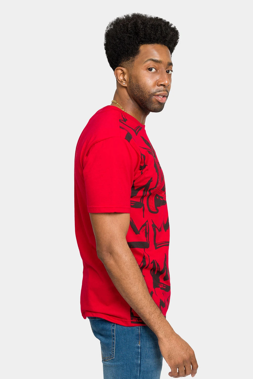 Rhinestone Studded Crowned King T-Shirt - Image 9