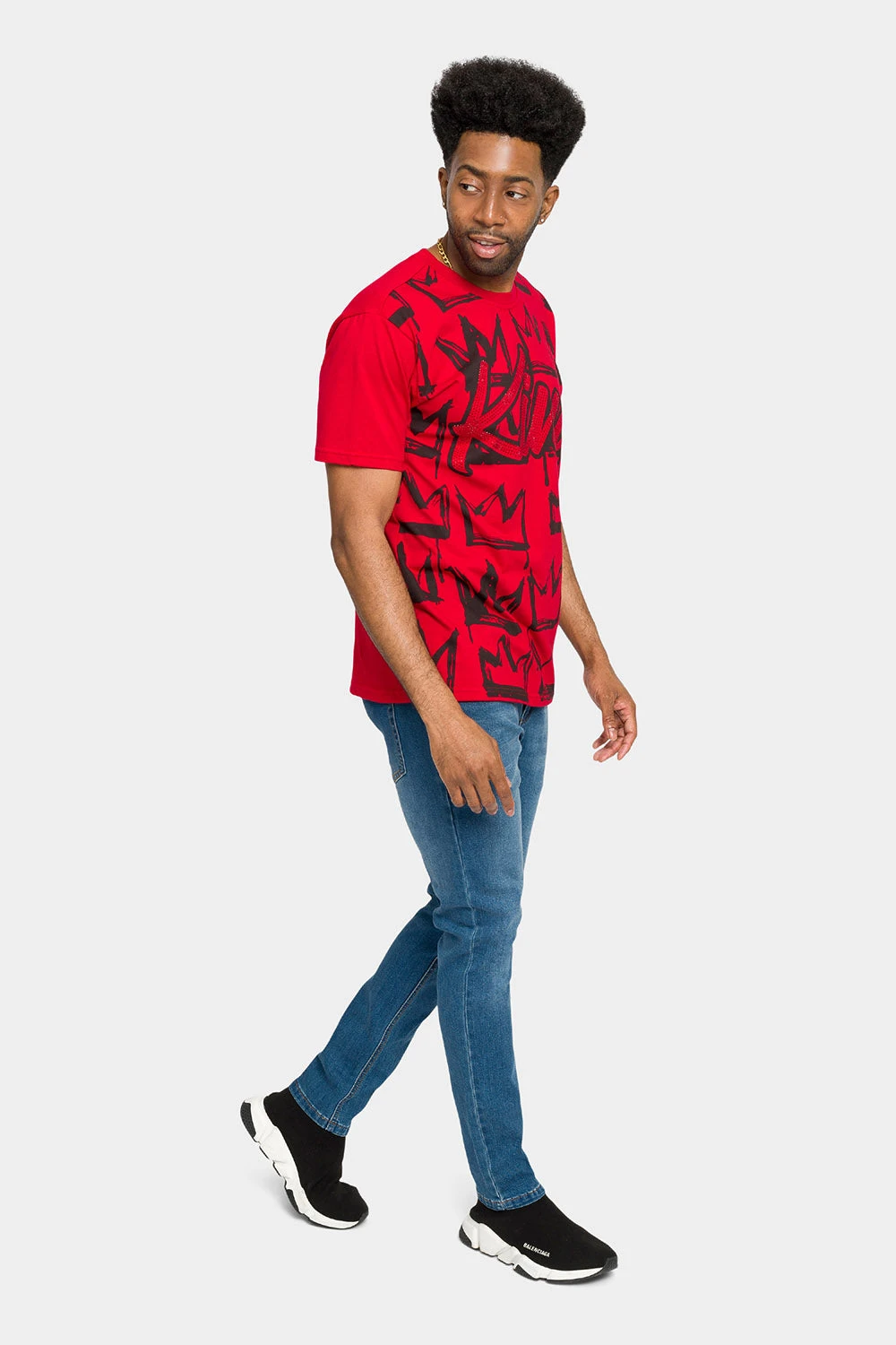 Rhinestone Studded Crowned King T-Shirt - Image 10