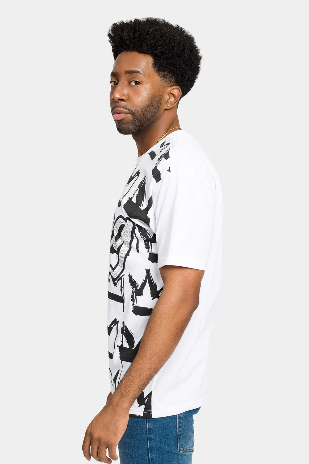 Rhinestone Studded Crowned King T-Shirt - Image 12