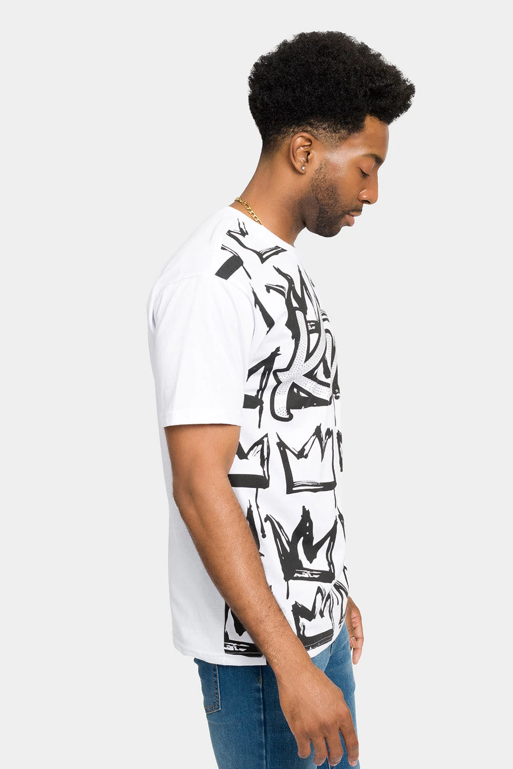 Rhinestone Studded Crowned King T-Shirt - Image 14