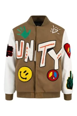 Men's Unity Peace & Love Wool Varsity Jacket