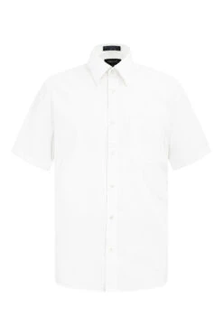 Men's Regular Fit Short Sleeve Solid Color Dress Shirts (White)