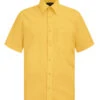 Men's Regular Fit Short Sleeve Solid Color Dress Shirts (Yellow)